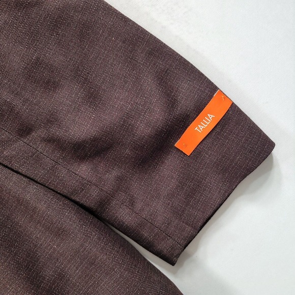 Tallia‎ Slim-Fit Brown Mix Sport Coat Mens 48R 48 Valmonte Elbow Patches - Picture 5 of 8